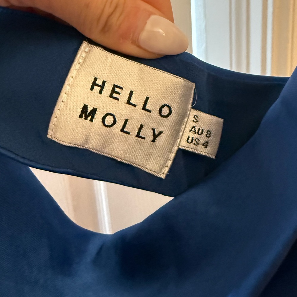 Hello Molly Oceanic Eyes Satin Royal Blue Cut Out Slit Sleeveless Maxi Dress S 4 - Picture 6 of 6